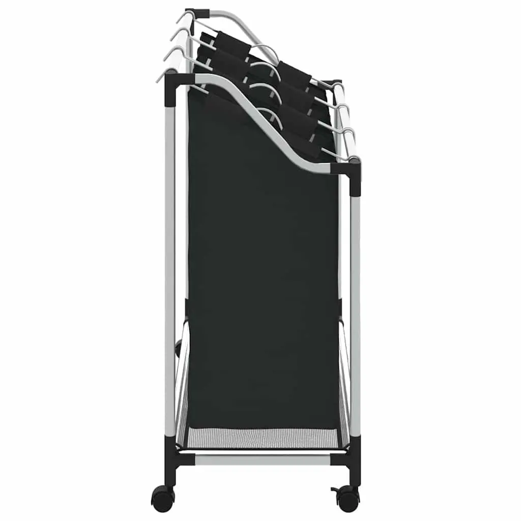 Laundry Sorter 3 Bags Black Steel Frame Removable Bags with Wheels and Handles