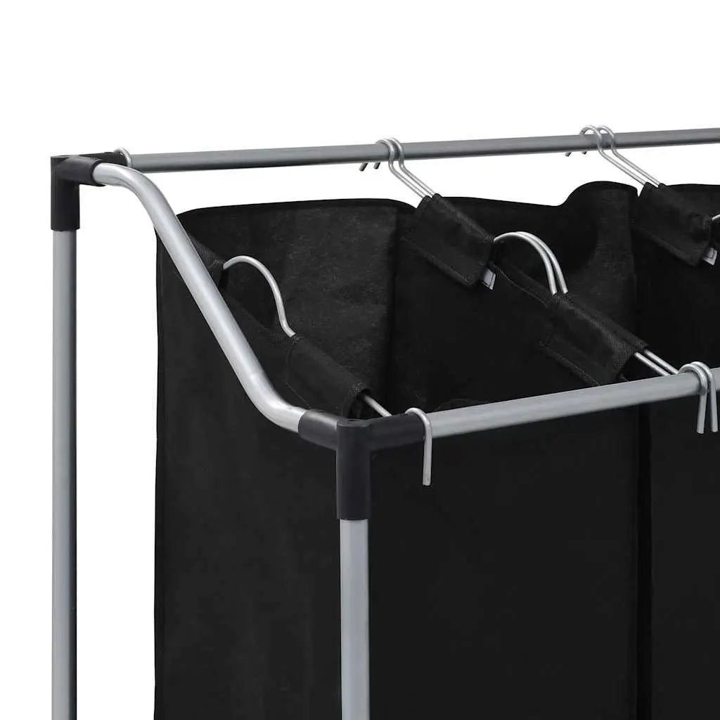 Laundry Sorter 3 Bags Black Steel Frame Removable Bags with Wheels and Handles