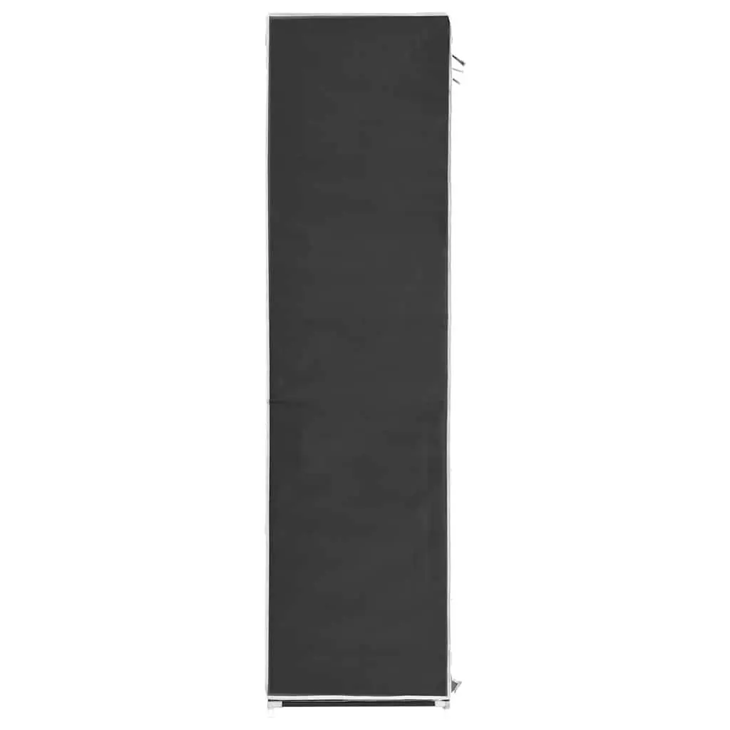 Portable Wardrobe Storage Cabinet Black with Multiple Compartments and Rods