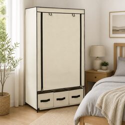 Cream Portable Wardrobe - Enhance Your Space Easily