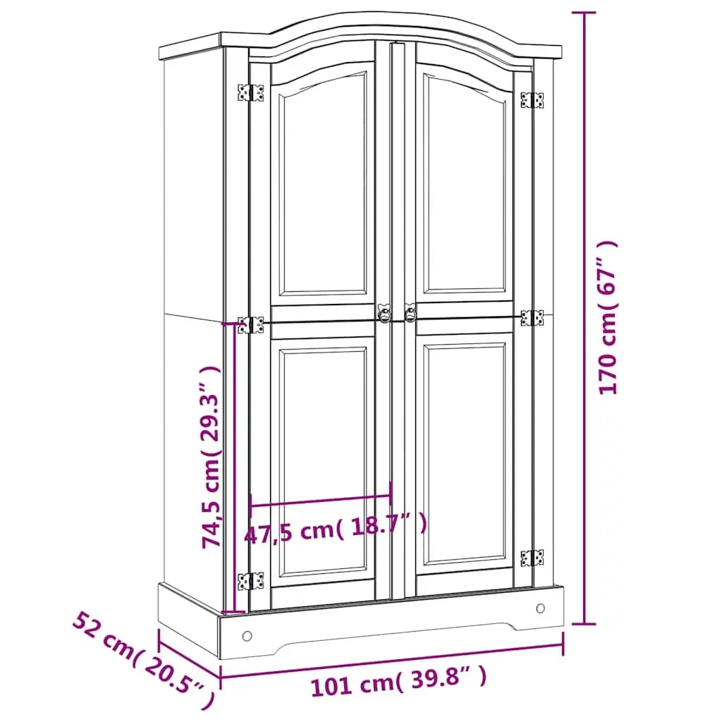 Wooden Wardrobe 2 Doors Storage Cabinet Bedroom Furniture White Cupboard