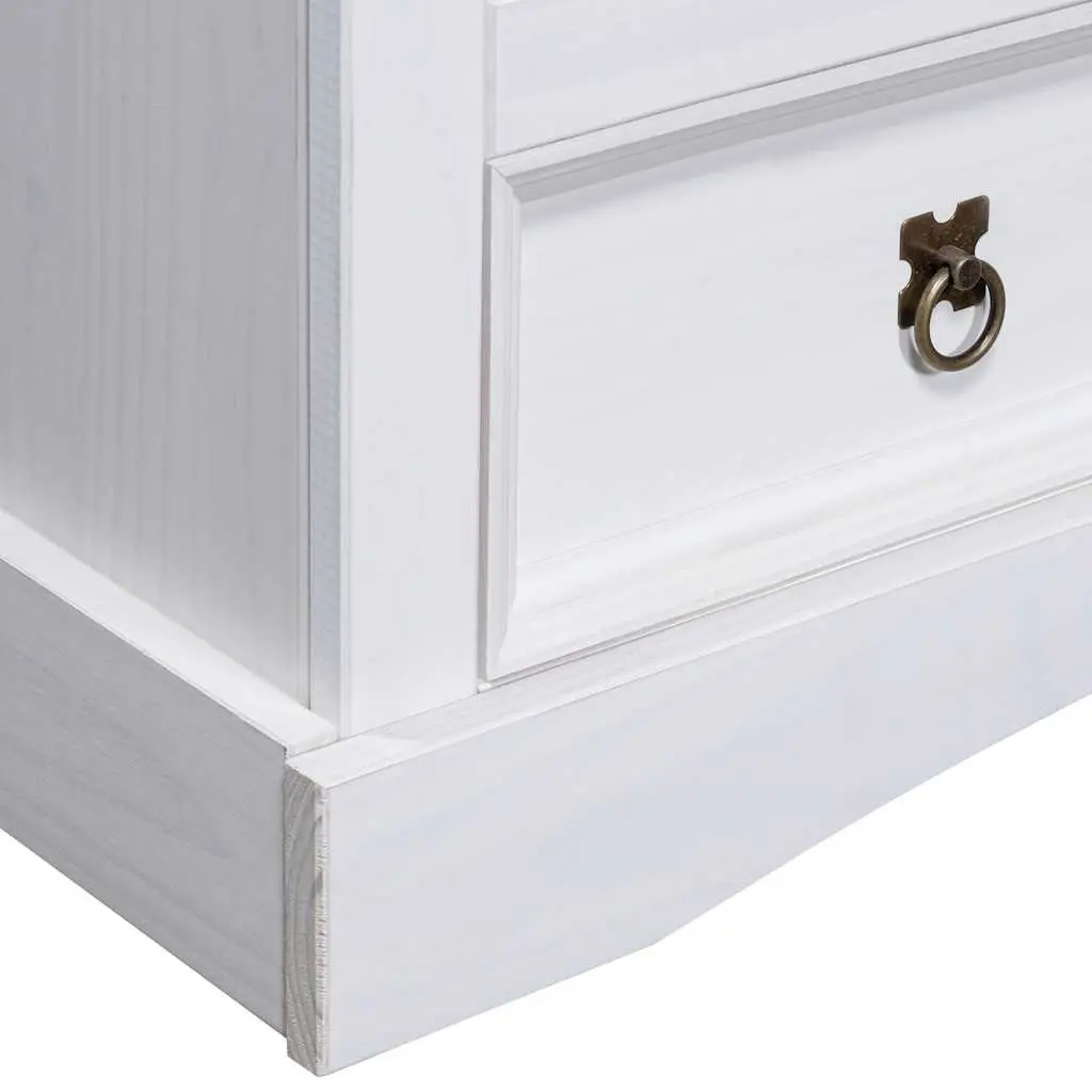 TV Cabinet White 91x43x56cm Wooden Storage Unit with Two Drawers and Open Compartment