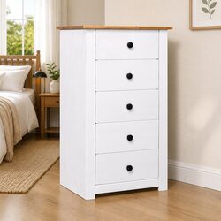 White 5 Drawer Pinewood Sideboard for Your Home