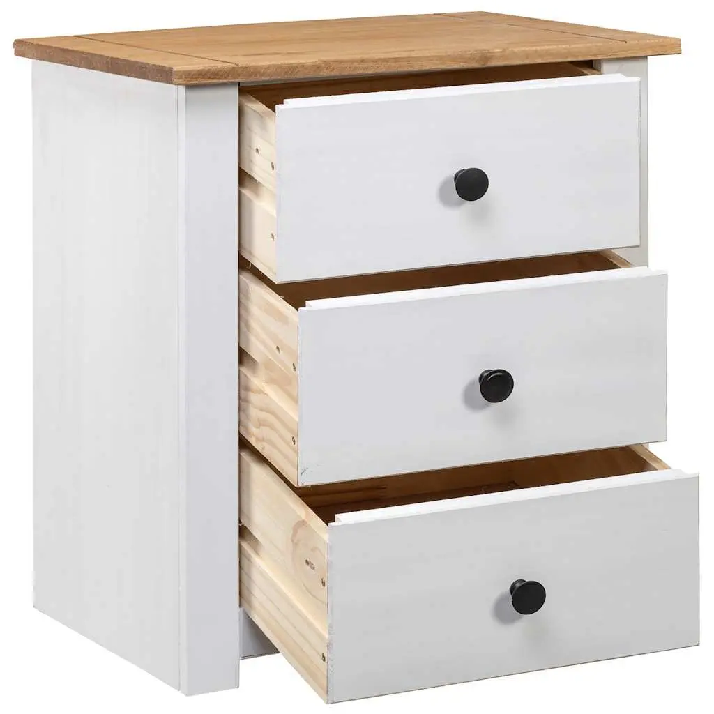 Wooden Bedside Cabinet White 46x40x57cm 3 Drawer Storage Nightstand