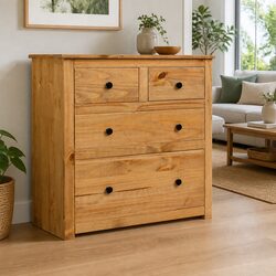 Brown Wooden Sideboard 80x40x83 cm with 4 Storage Drawers