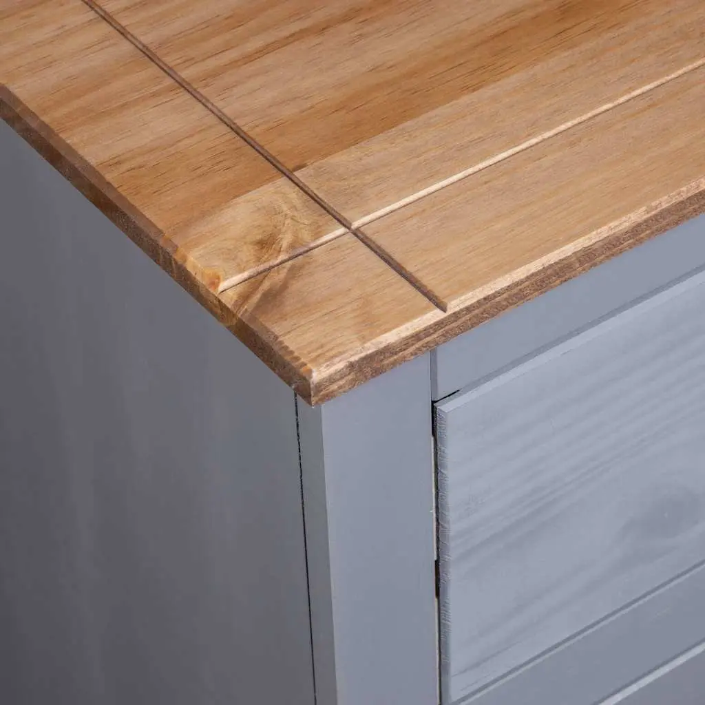 Sideboard Grey 80x40x83cm 4 Drawer Storage Cabinet Solid Pinewood