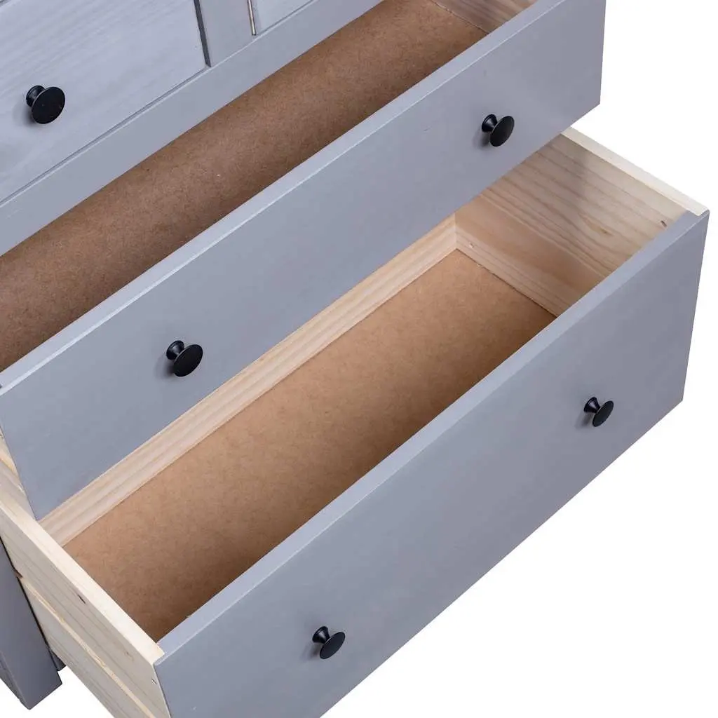 Sideboard Grey 80x40x83cm 4 Drawer Storage Cabinet Solid Pinewood