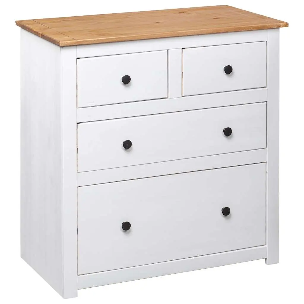 White Wooden Sideboard Storage Cabinet 4 Drawers Rustic Home Furniture Organiser