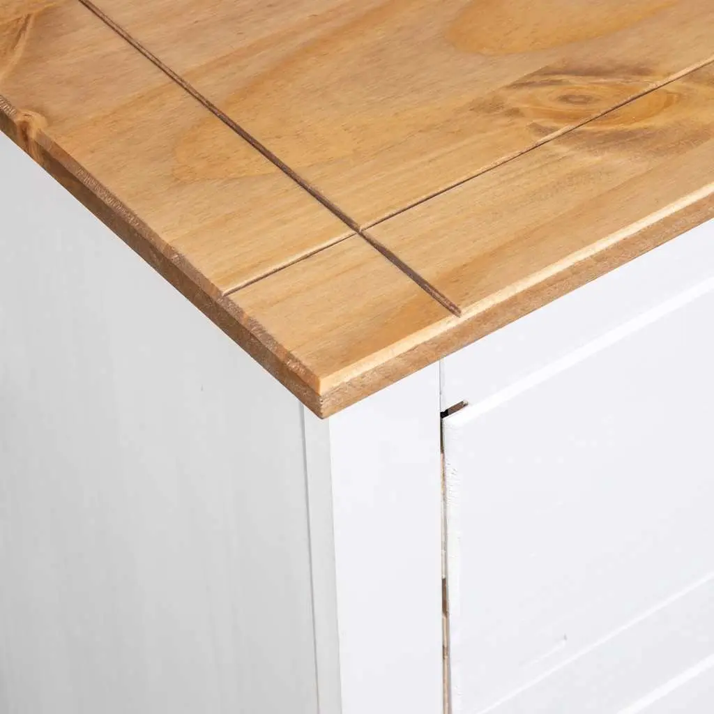 White Wooden Sideboard Storage Cabinet 4 Drawers Rustic Home Furniture Organiser