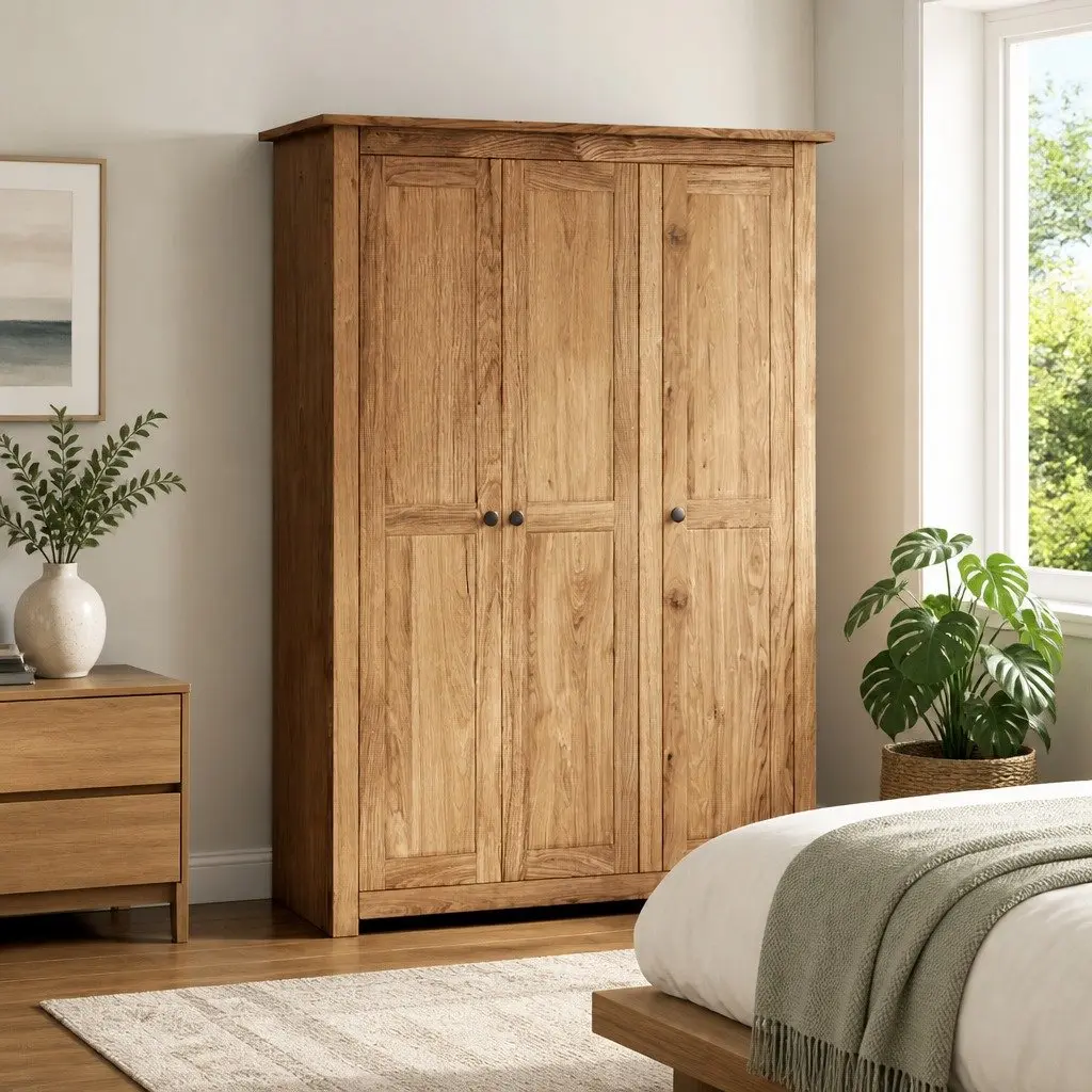 3-Door Wardrobe 118x50x171.5 cm Solid Pinewood Storage Cabinet Cupboard Brown