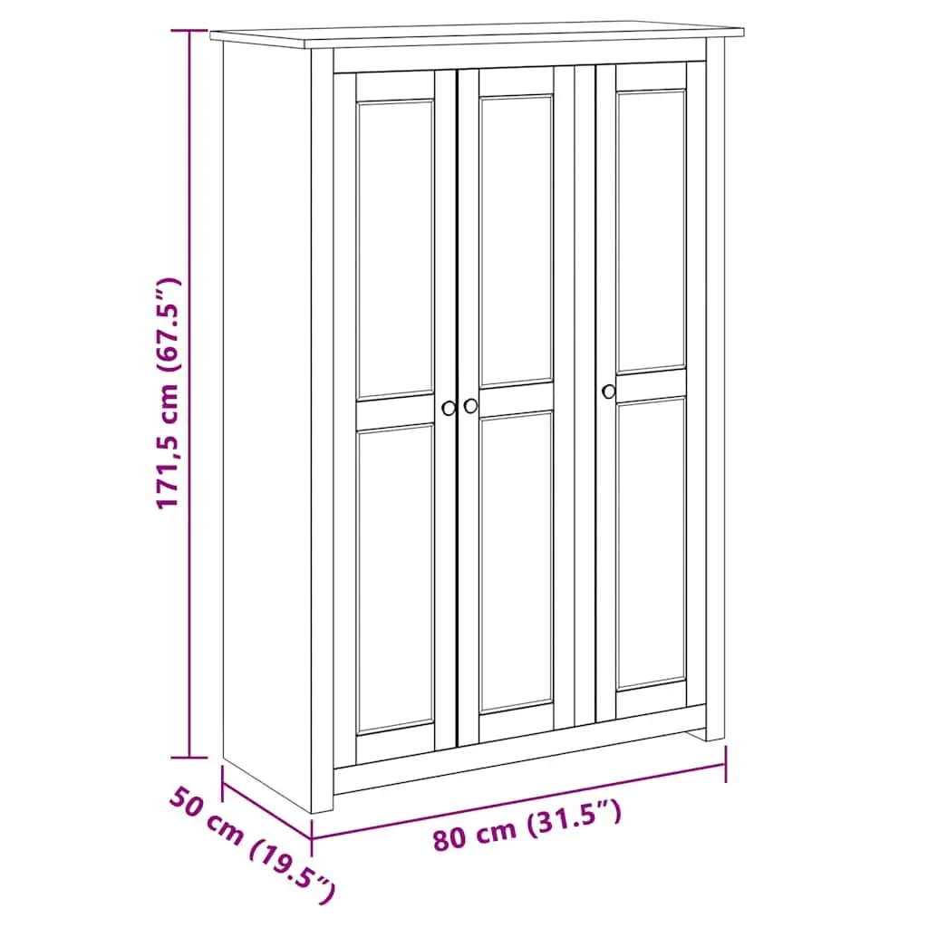 3-Door Wardrobe 118x50x171.5 cm Solid Pinewood Storage Cabinet Cupboard Brown