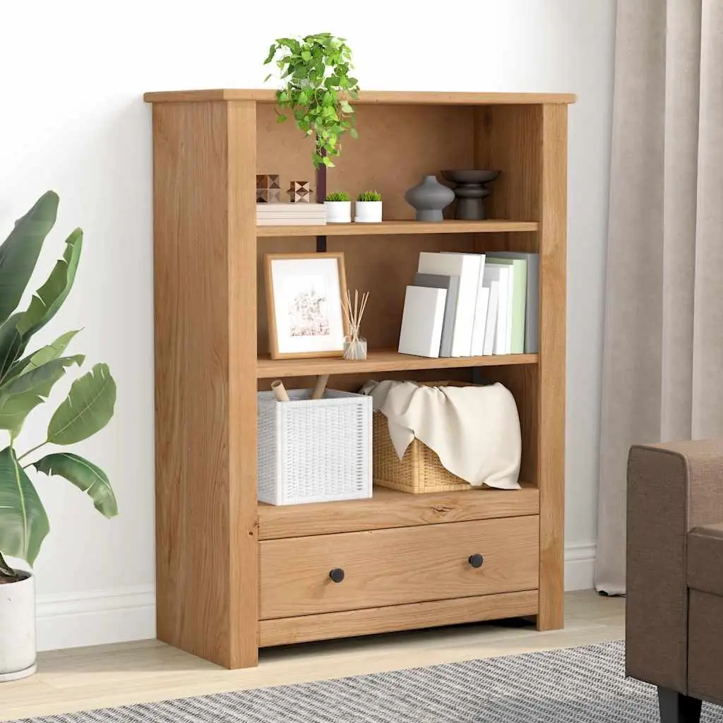 Wooden Bookcase 80x35x110 cm Solid Pine Brown Rustic Storage Shelving Unit with Drawer