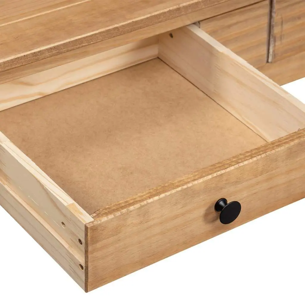 Solid Pine Wood Coffee Table with Drawer Brown