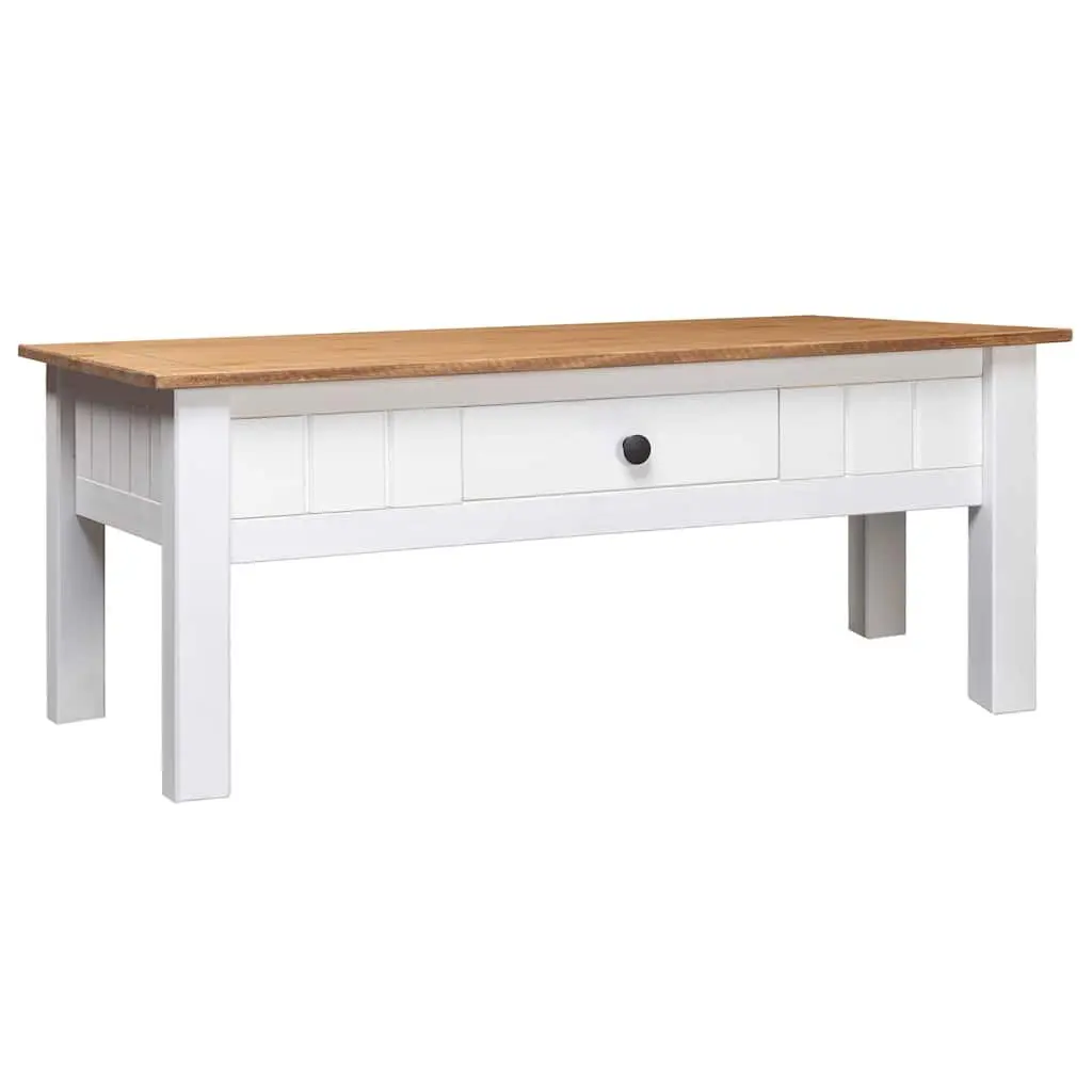 Coffee Table White Solid Pine Wood Drawer Storage