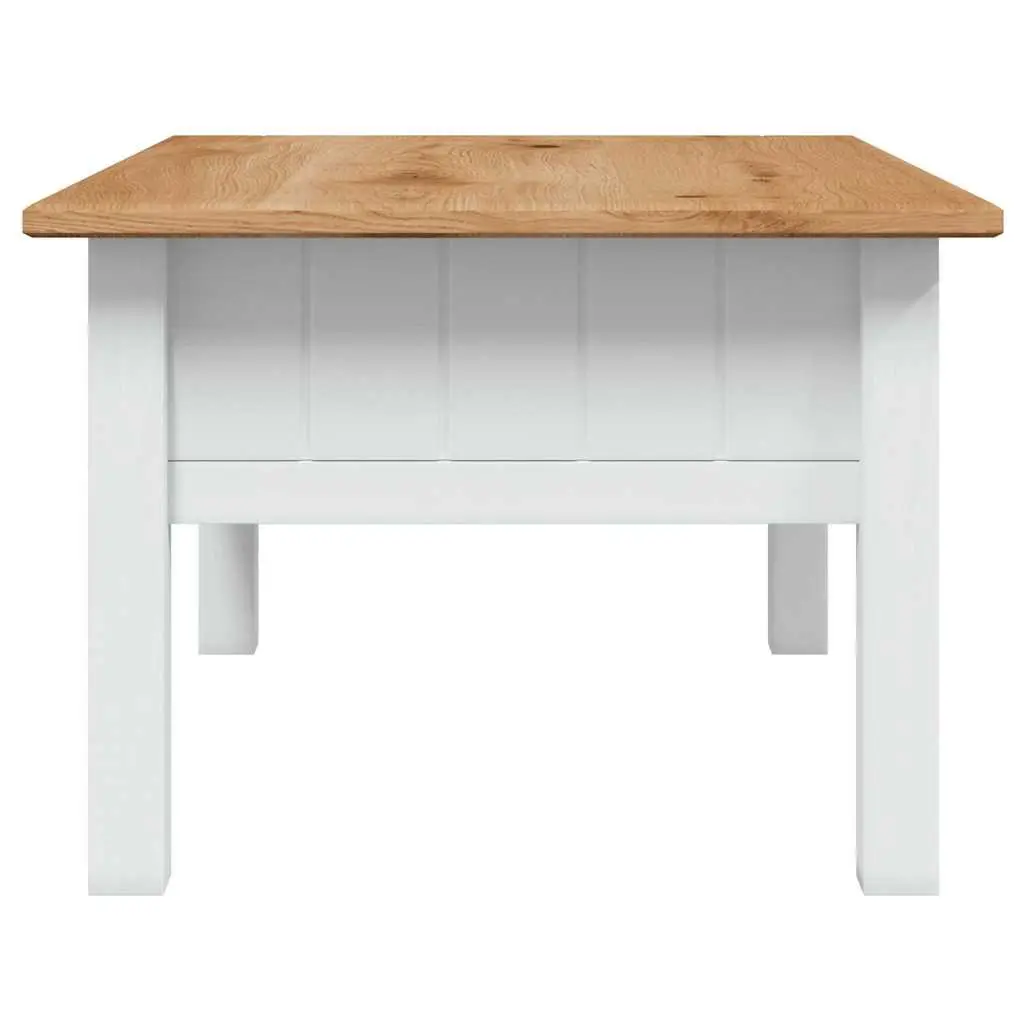Coffee Table White Solid Pine Wood Drawer Storage