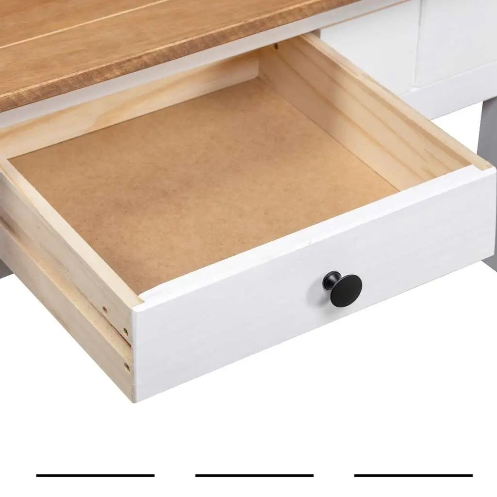 Coffee Table White Solid Pine Wood Drawer Storage