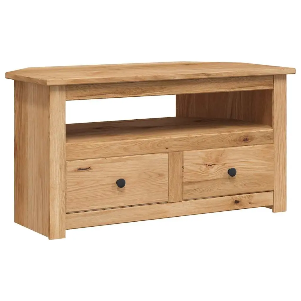 Corner TV Cabinet 93x49x49cm Solid Pinewood Storage Unit with Drawers Brown