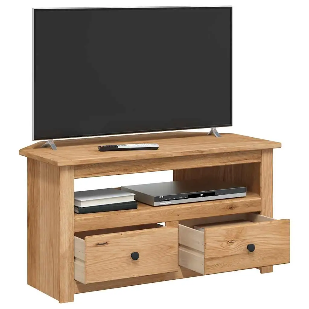Corner TV Cabinet 93x49x49cm Solid Pinewood Storage Unit with Drawers Brown