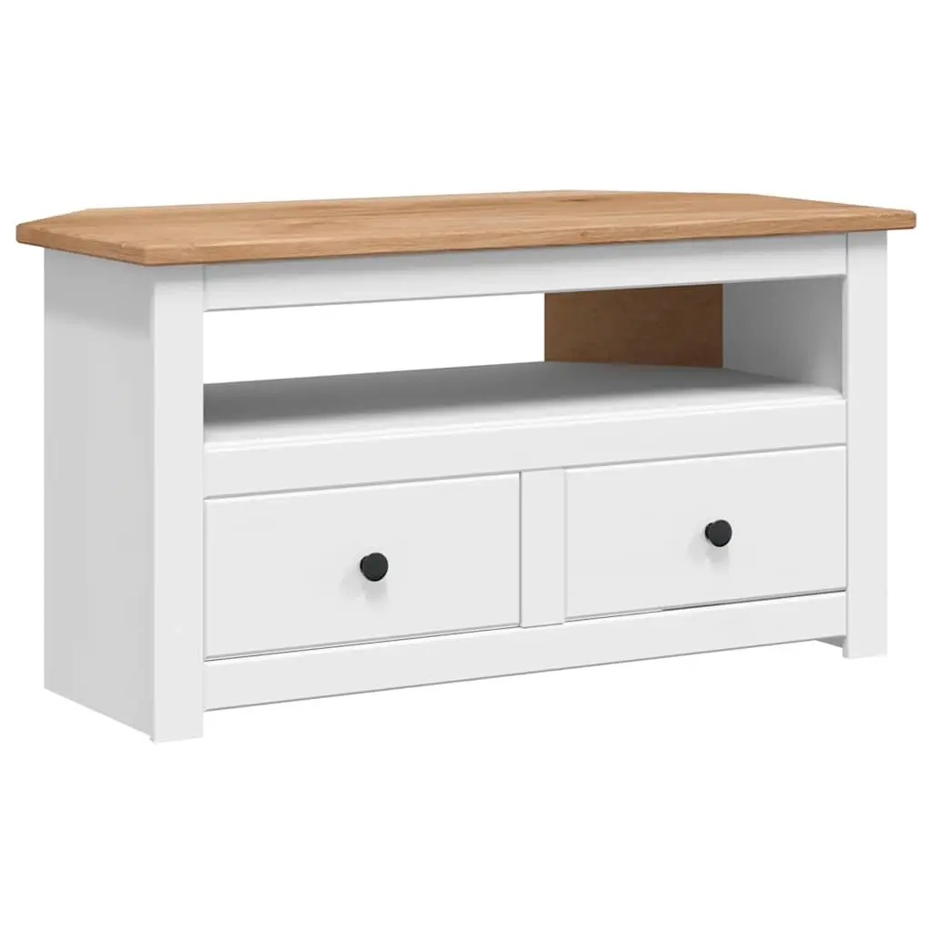 Corner TV Cabinet White Modern Living Room Storage Unit with Drawers