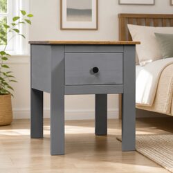 Bedside Cabinet Grey Nightstand Drawer Storage Furniture Pine Wood 46x40x57cm