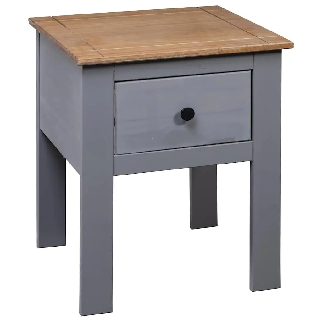 Bedside Cabinet Grey Solid Pinewood Nightstand with Drawer Storage 46x40x57cm