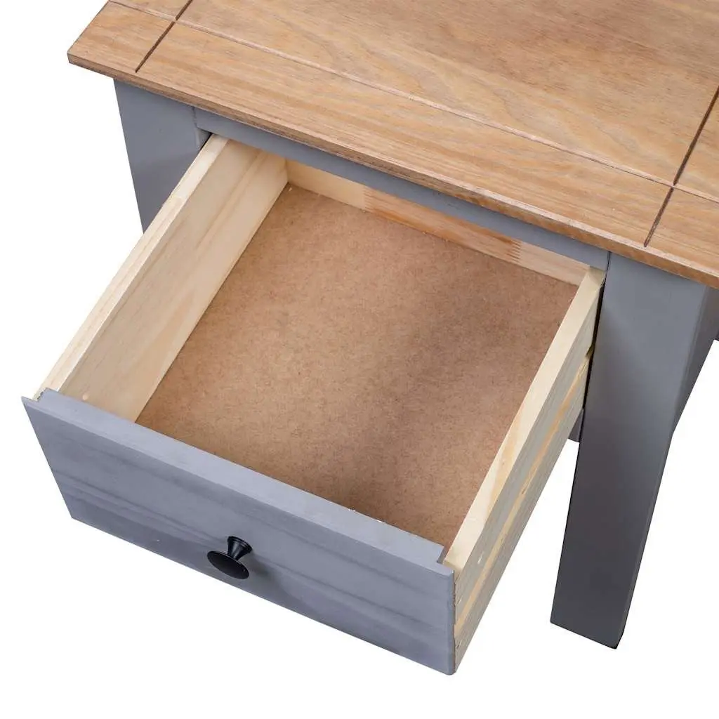 Bedside Cabinet Grey Solid Pinewood Nightstand with Drawer Storage 46x40x57cm