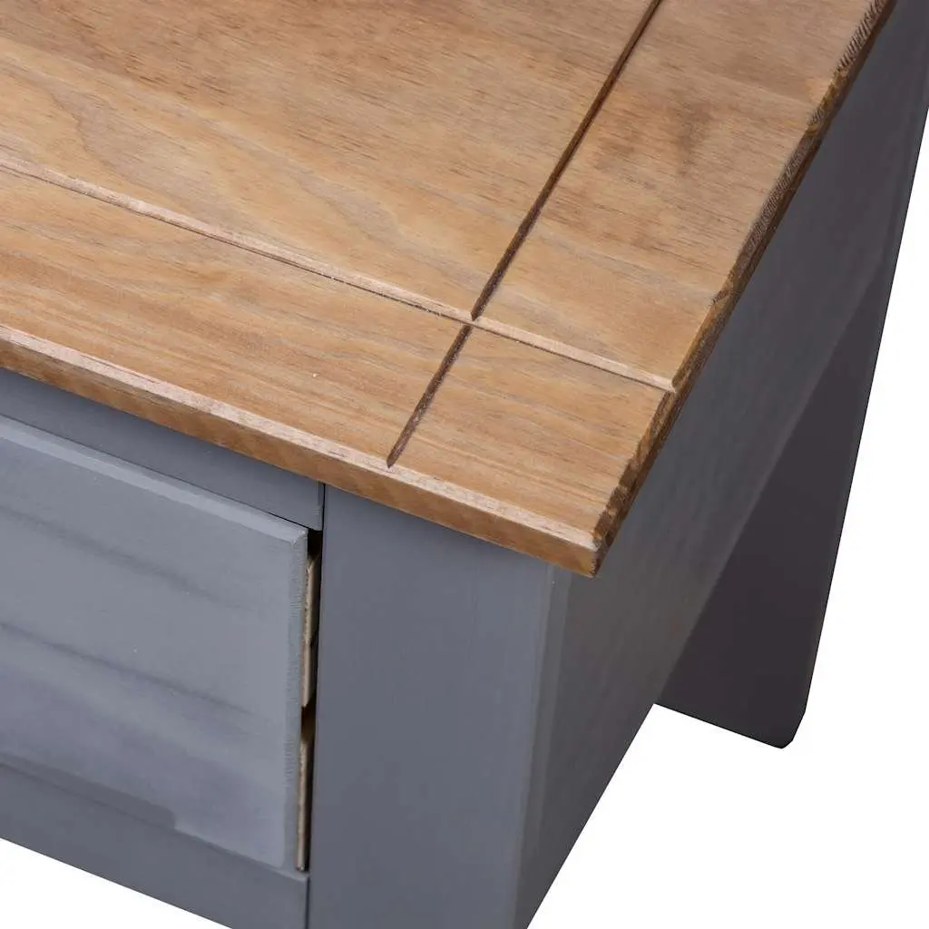 Bedside Cabinet Grey Solid Pinewood Nightstand with Drawer Storage 46x40x57cm