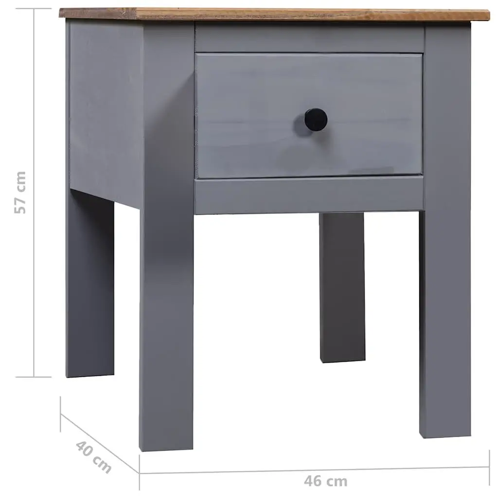 Bedside Cabinet Grey Solid Pinewood Nightstand with Drawer Storage 46x40x57cm