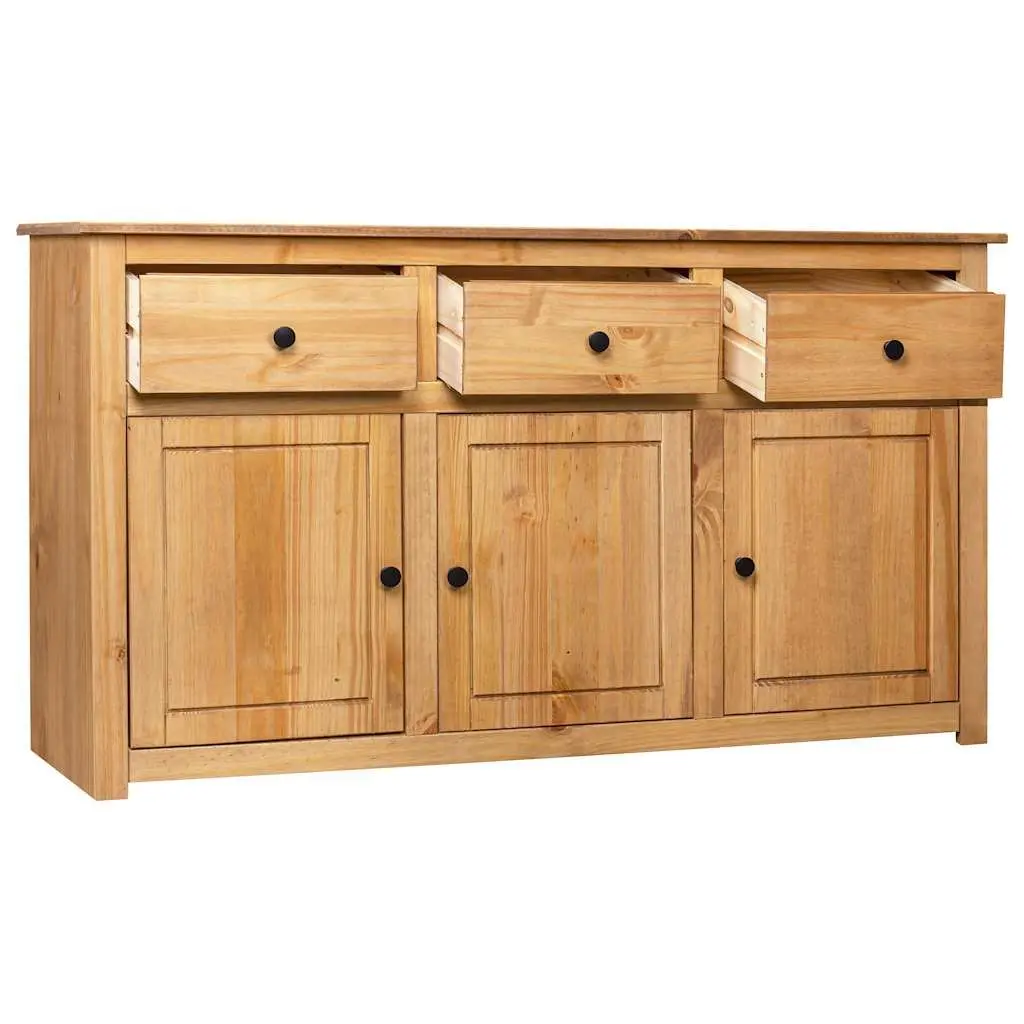 Solid Pinewood Sideboard 135x40x80 cm Brown Storage Cabinet