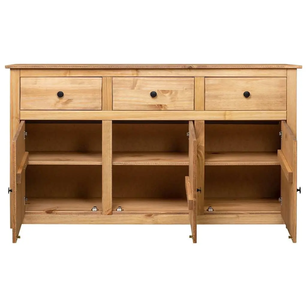 Solid Pinewood Sideboard 135x40x80 cm Brown Storage Cabinet