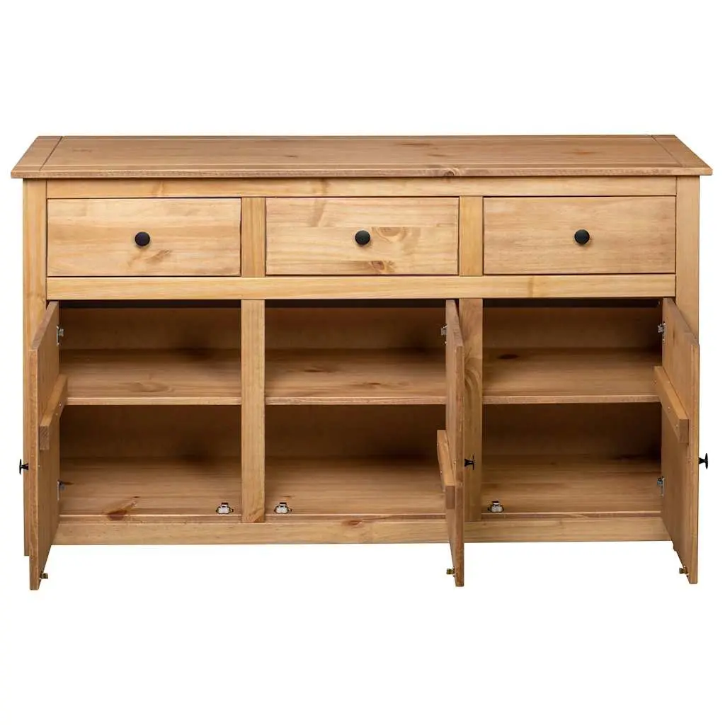 Solid Pinewood Sideboard 135x40x80 cm Brown Storage Cabinet
