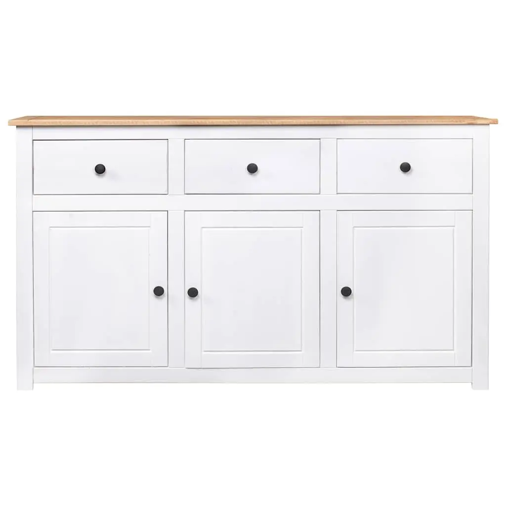 Solid Pinewood Sideboard 135cm White 3 Drawer Storage Buffet Display Unit