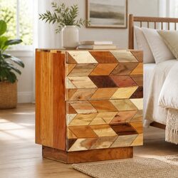 Stylish Bedside Cabinet in Brown with 2 Drawers