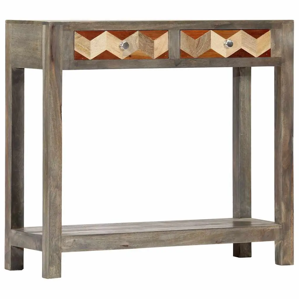 Console Table 86x30x76cm Solid Mango Wood Grey with Shelf and Drawers