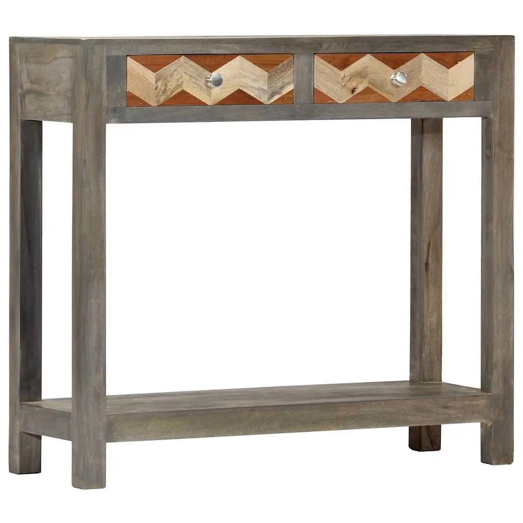 Console Table 86x30x76cm Solid Mango Wood Grey with Shelf and Drawers