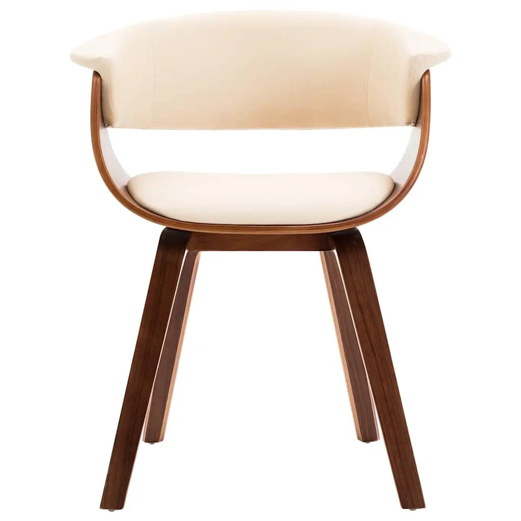 Dining Chair Cream Bent Wood Frame Faux Leather Upholstered