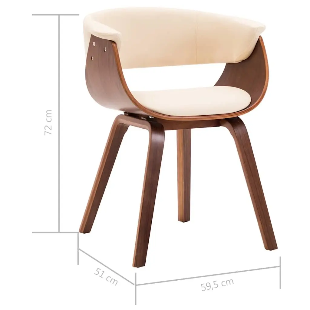 Dining Chair Cream Bent Wood Frame Faux Leather Upholstered