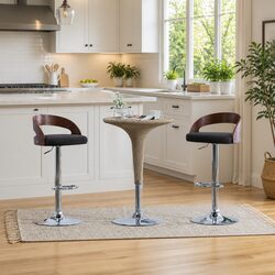 Stylish Bar Stools Set of 2 in Grey Fabric for Enhanced Dining Areas