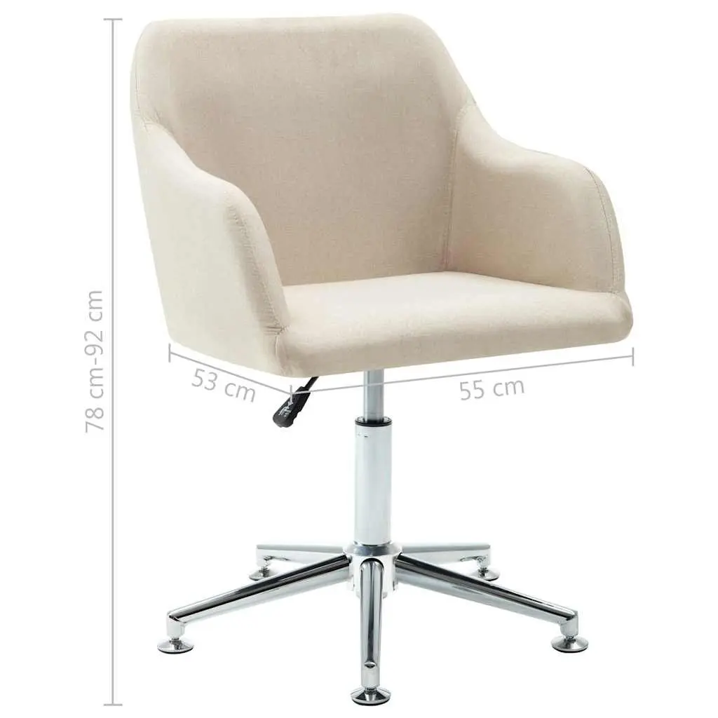 Swivel Dining Chair Cream Ergonomic Height Adjustable 360 Degree Rotation