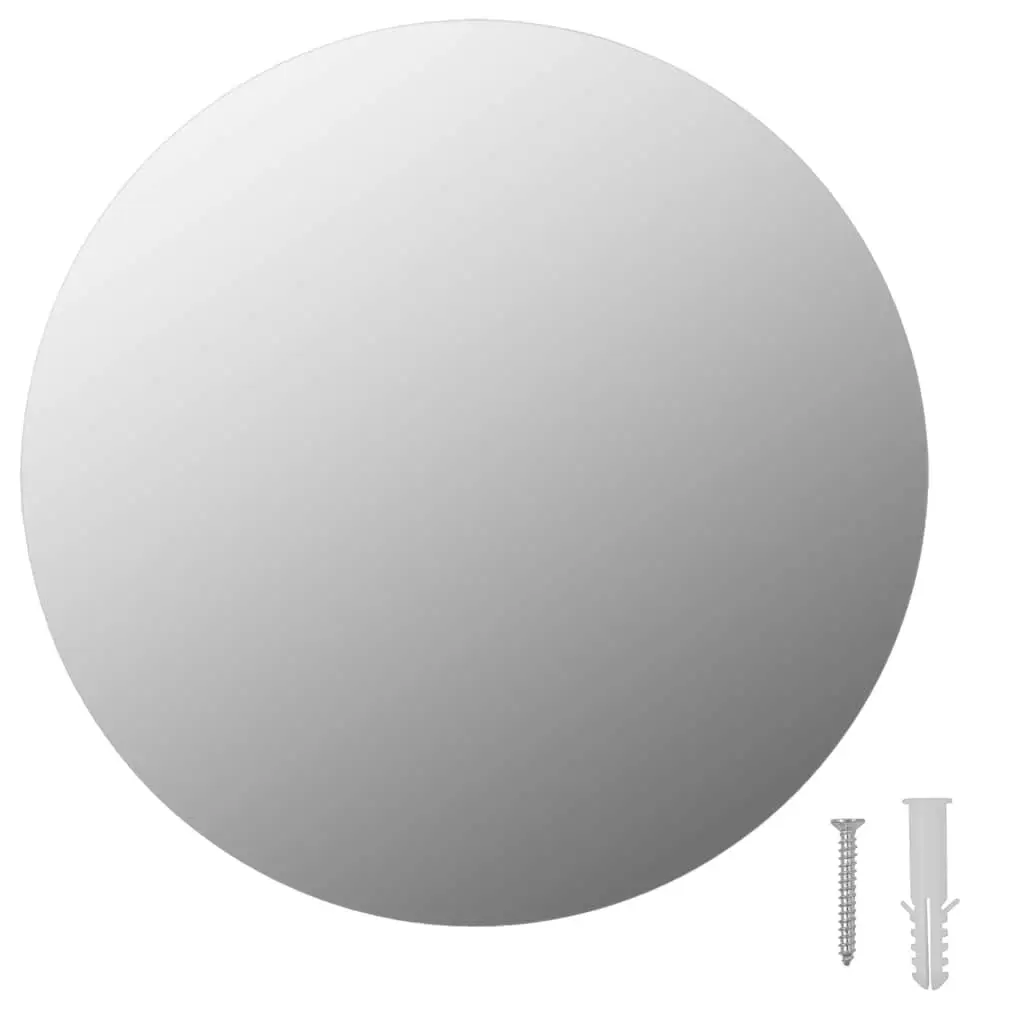 Round Frameless Wall Mirror 30cm Glass Silver Reflective Home Decor Elegant