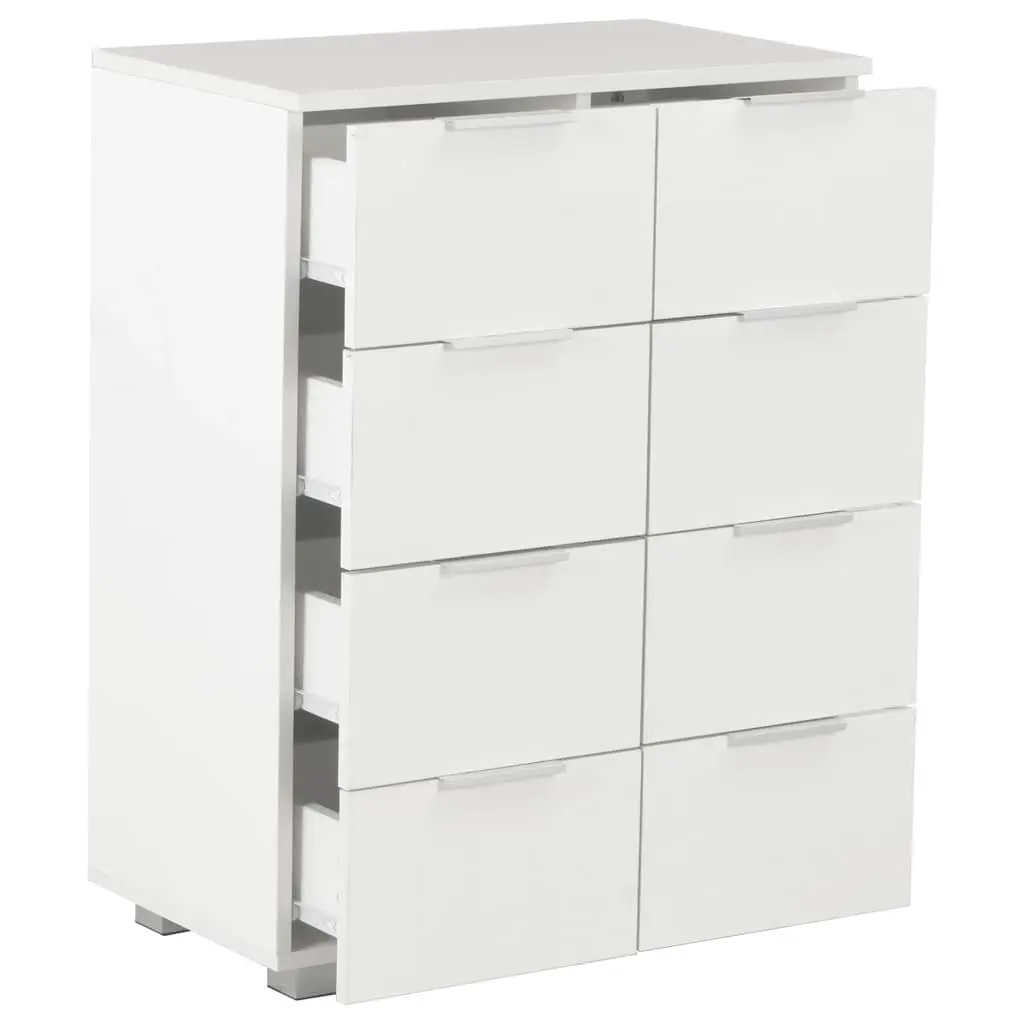 8-Drawer High Gloss White Chest of Drawers Storage Cabinet