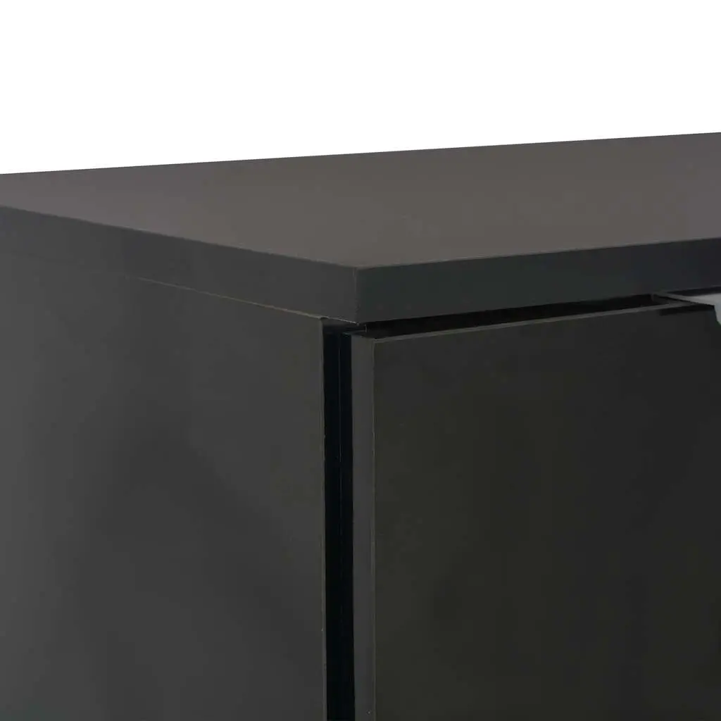 Sideboard High Gloss Black Engineered Wood Storage Cabinet 2 Drawers 2 Doors