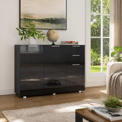 Practical High Gloss Black Sideboard for Your Living Space