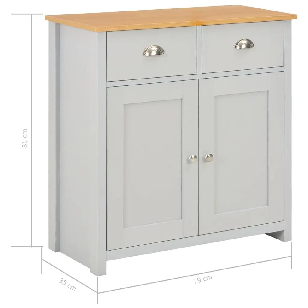 Sideboard Cabinet Grey Storage Buffet with 2 Drawers 2 Doors Living Room Hallway