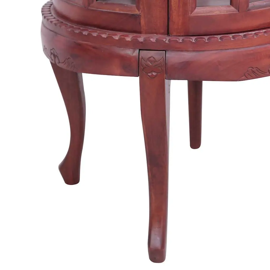 Brown Wooden Storage Display Cabinet with Glass Front and Sturdy Tabletop 50x50x76cm