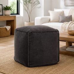 Chic Anthracite Velvet Pouffe for Your Living Space