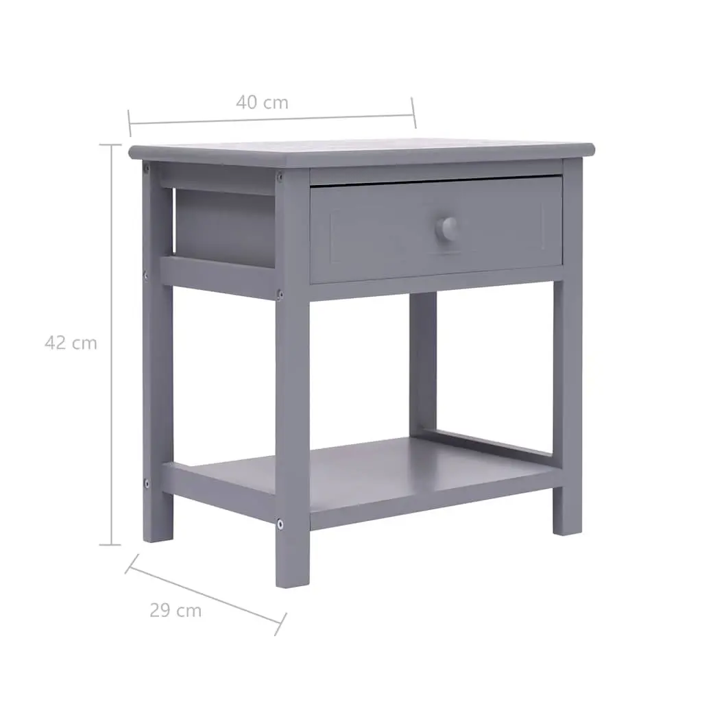 Bedside Tables 2 pcs Grey 40x29x42 cm Wooden Nightstands Storage Cabinet Drawer