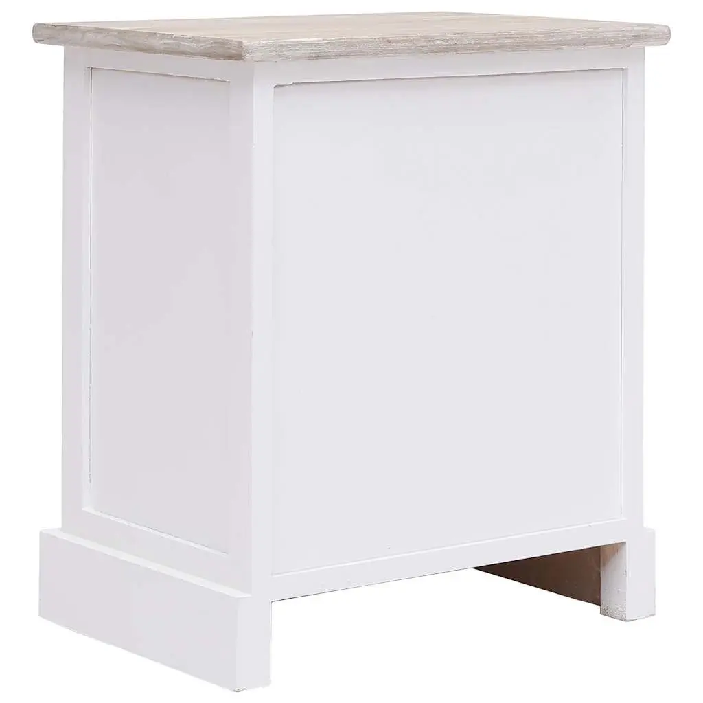 White Paulownia Wood Nightstand Set of 2 with 1 Drawer and 1 Door for Storage in Bedroom or Living Room