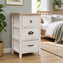 Enhance Your Space with a White Paulownia Wood Side Cabinet