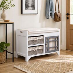 Stylish Storage Bench for Your Entryway in White